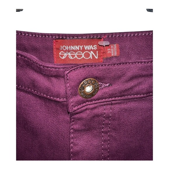 Johnny Was Mademoiselle Purple Wide Leg Jeans, Size 33 - Picture 3 of 10